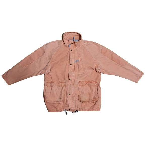 VTG 80s EDDIE BAUER Barn Coat Utility Field Lined Insulated Orange Jacket Mens L - Picture 2 of 11